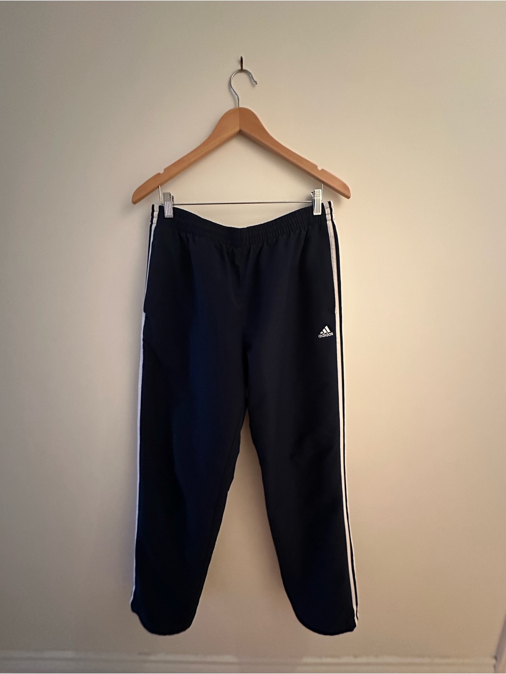Adidas men Black Track Pants with White Stripes